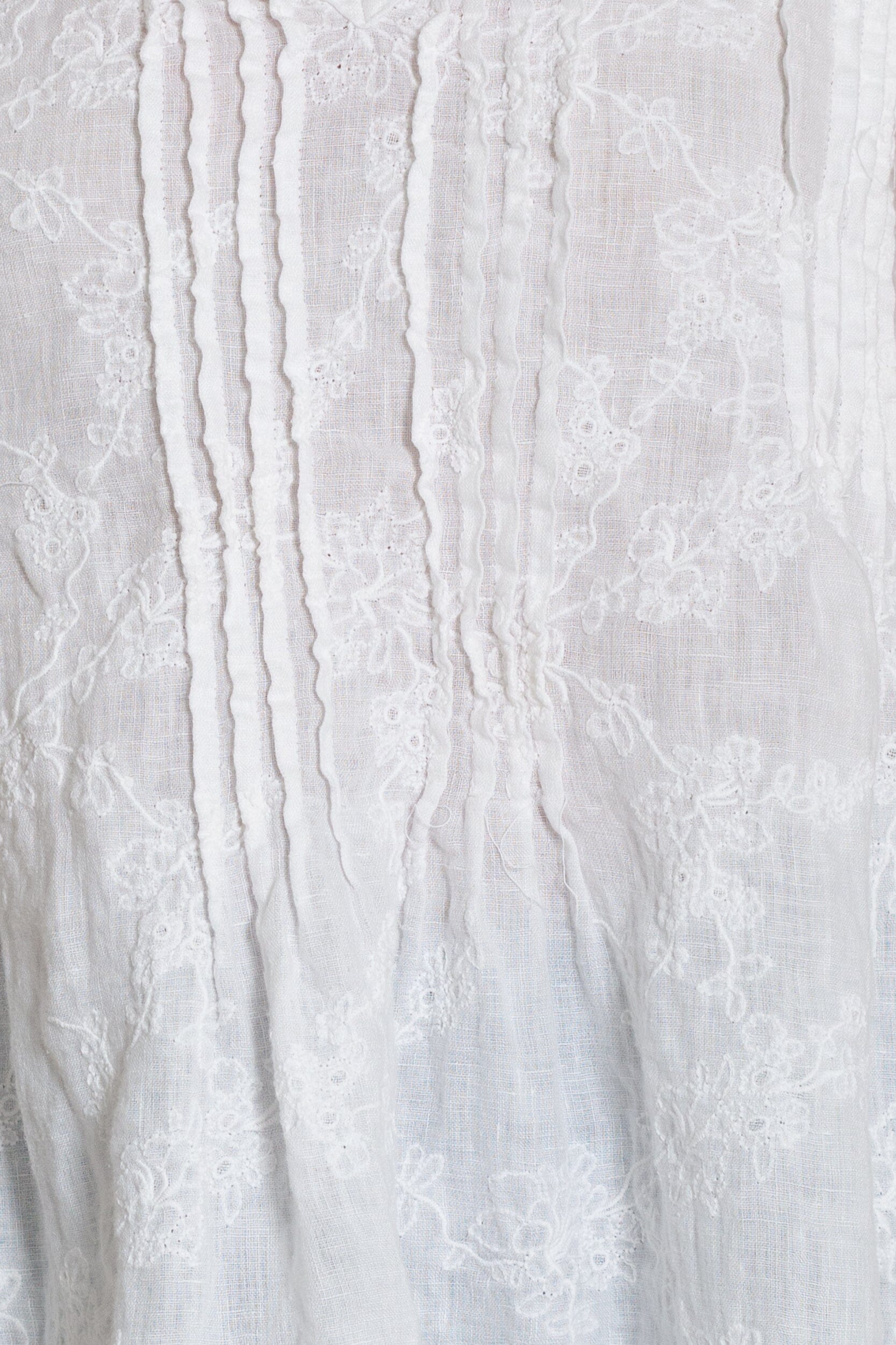 Regina Cap Sleeve - Embroidered Linen S10 - White Linen Tops CP Shades 