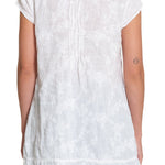 Regina Cap Sleeve - Embroidered Linen S10 - White Linen Tops CP Shades 