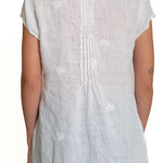 Regina Cap Sleeve - Embroidered Linen S10 - White Linen Tops CP Shades 