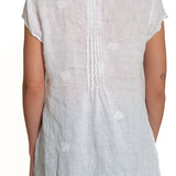 Regina Cap Sleeve - Embroidered Linen S10 - White Linen Tops CP Shades 