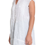 Regina Cap Sleeve - Embroidered Linen S10 - White Linen Tops CP Shades 