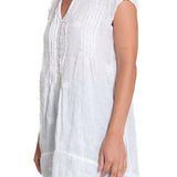 Regina Cap Sleeve - Embroidered Linen S10 - White Linen Tops CP Shades 
