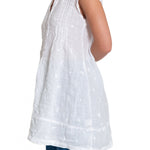 Regina Cap Sleeve - Embroidered Linen S10 - White Linen Tops CP Shades 
