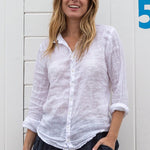 Romy - Linen S10 - White Linen Tops CP Shades white