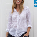 Romy - Linen S10 - White Linen Tops CP Shades white